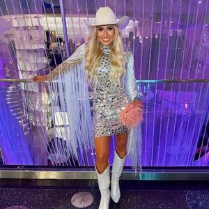 Silver Sequin Fringe Dress NFR